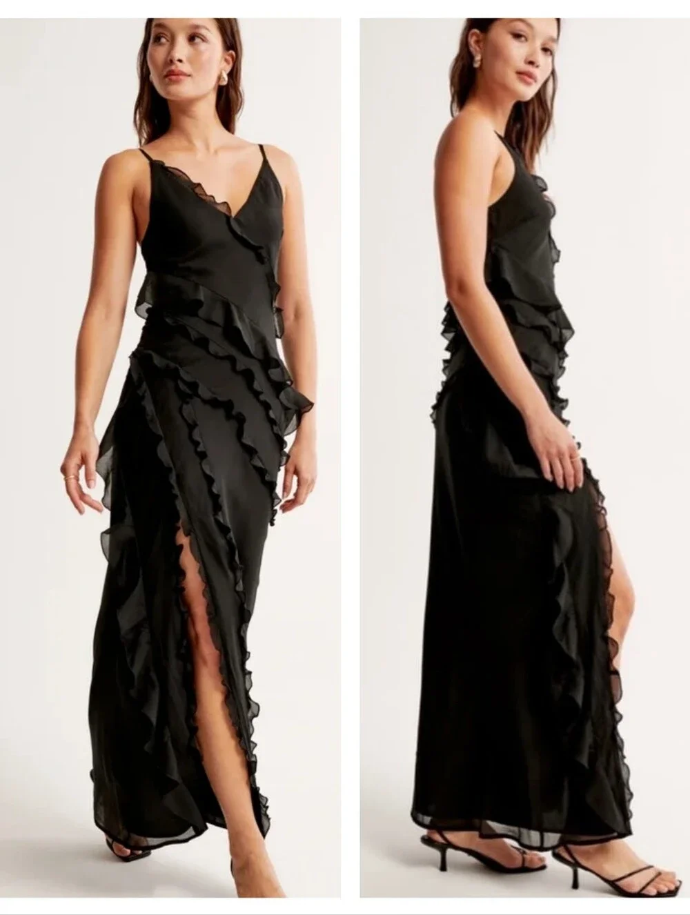 Abercrombie and Fitch Draped Ruffle Maxi Dress Large